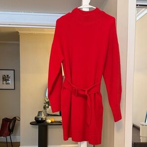& Other Stories Vibrant Red Long Sleeve Sweater Dress Size M